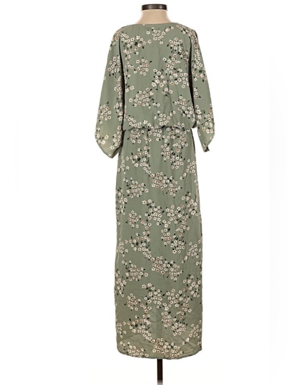 Sage Green Floral Midi Dress - Picture 2 of 3